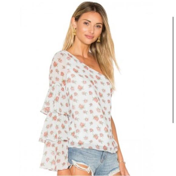 Lovers + Friends Ivy One Shoulder Ditsy Floral Top Sz M - Picture 1 of 10